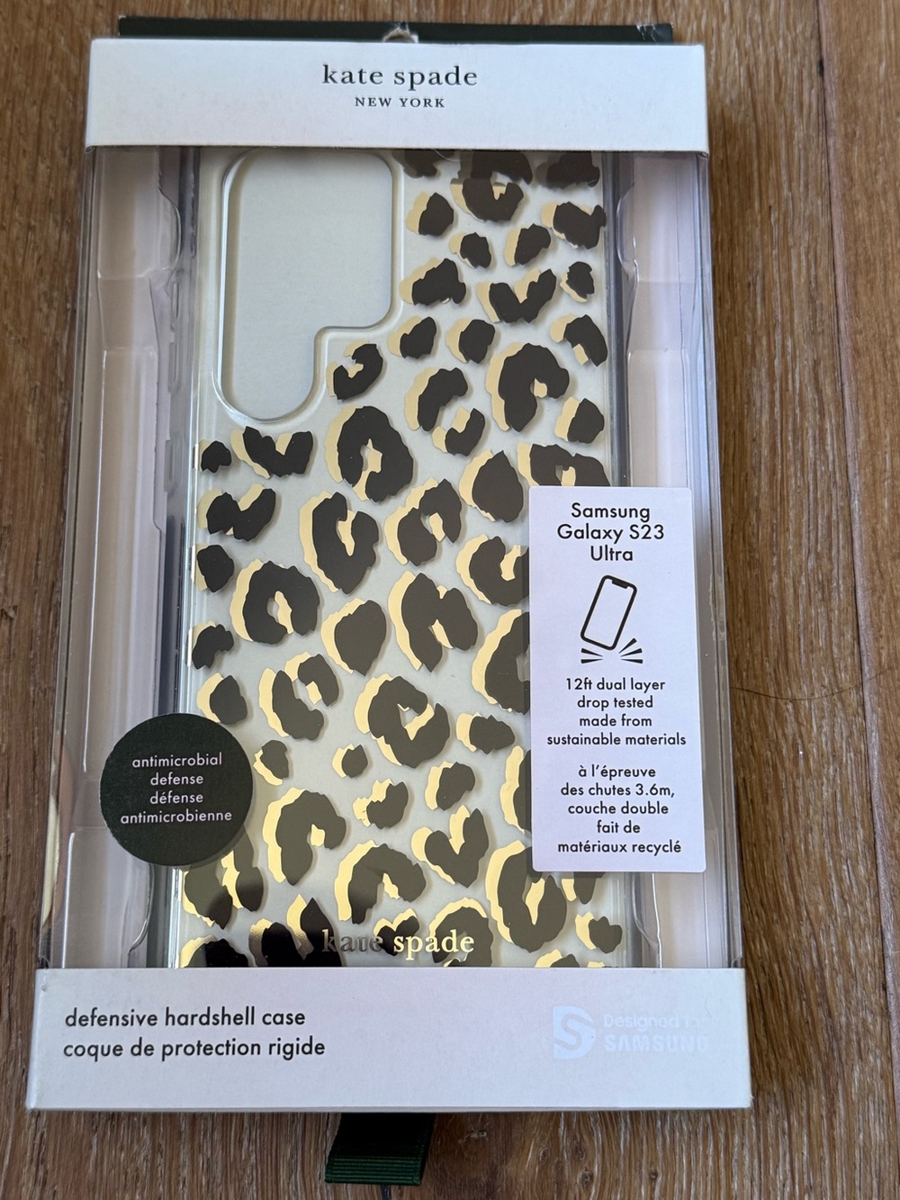 New Kate Spade Leopard Print Hard Shell Case Samsung Galaxy S23 Ultra Case